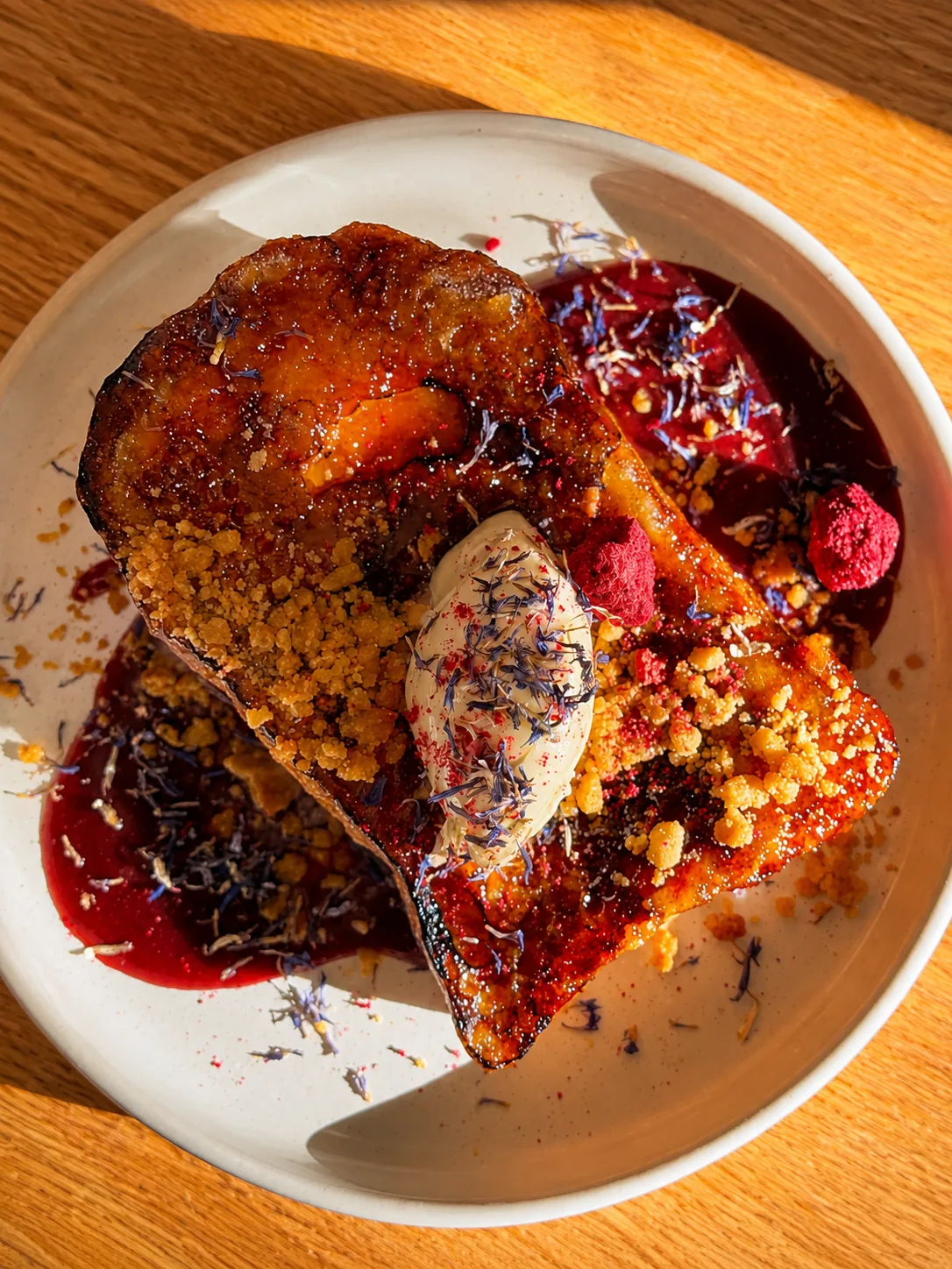 Tiramisu French toast with berries at Akin Cafe